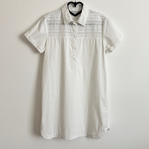 Cupcakes & Cashmere White Embroidered Cotton Collared Shirttail Mini Dress Sz S - Picture 9 of 9